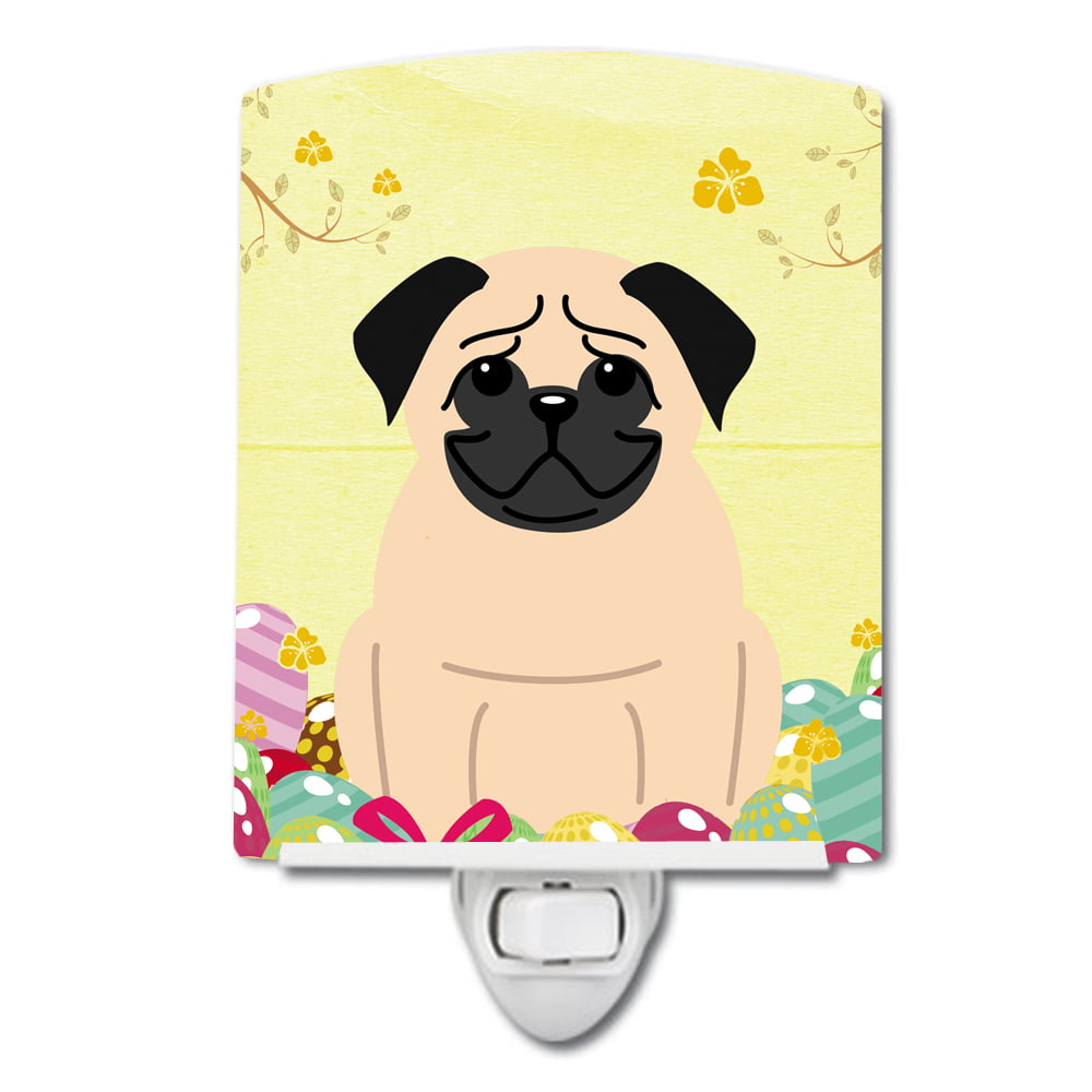 BB6008CNL Easter Eggs Pug Fawn Ceramic Night Light