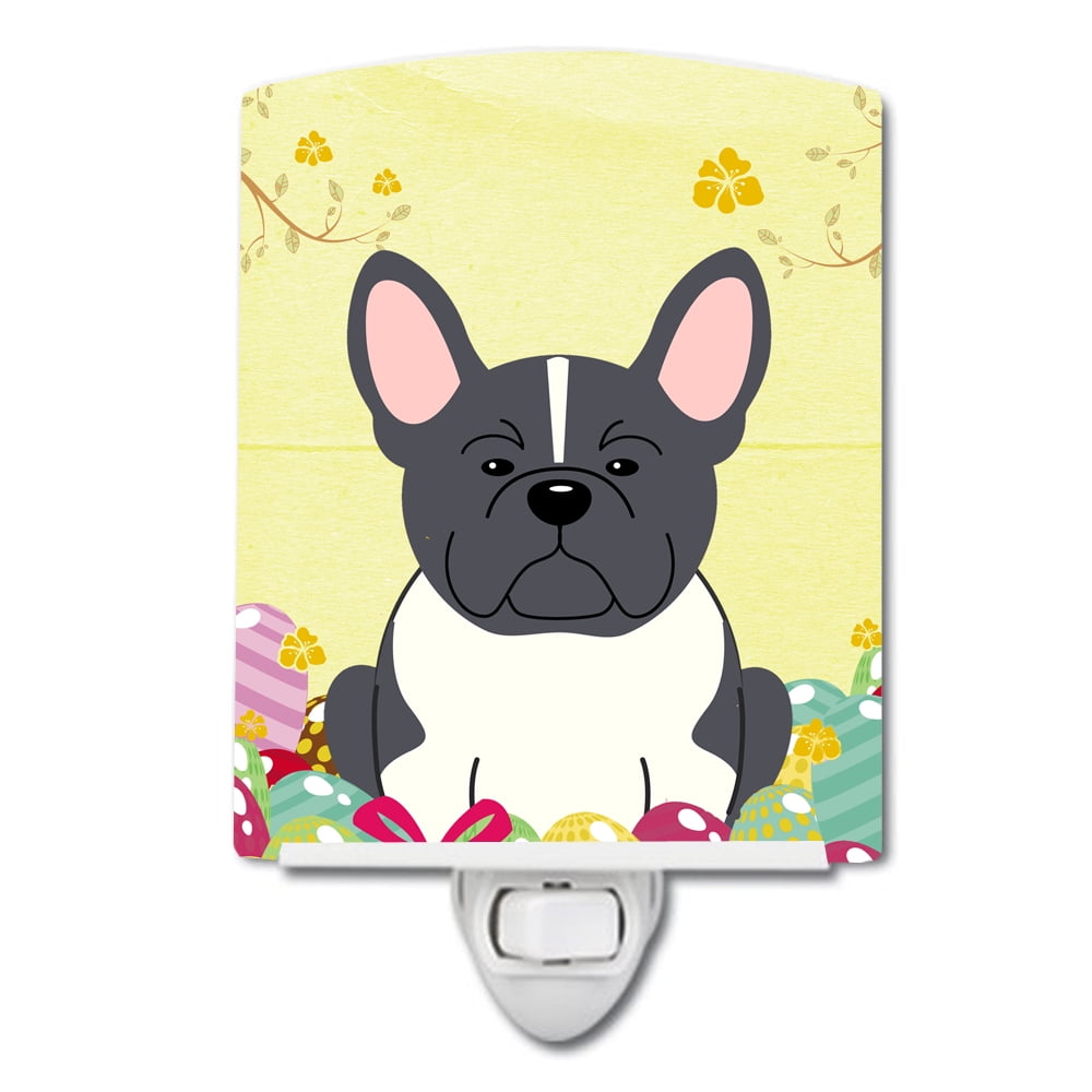 Easter Eggs French Bulldog Black White Ceramic Night Light