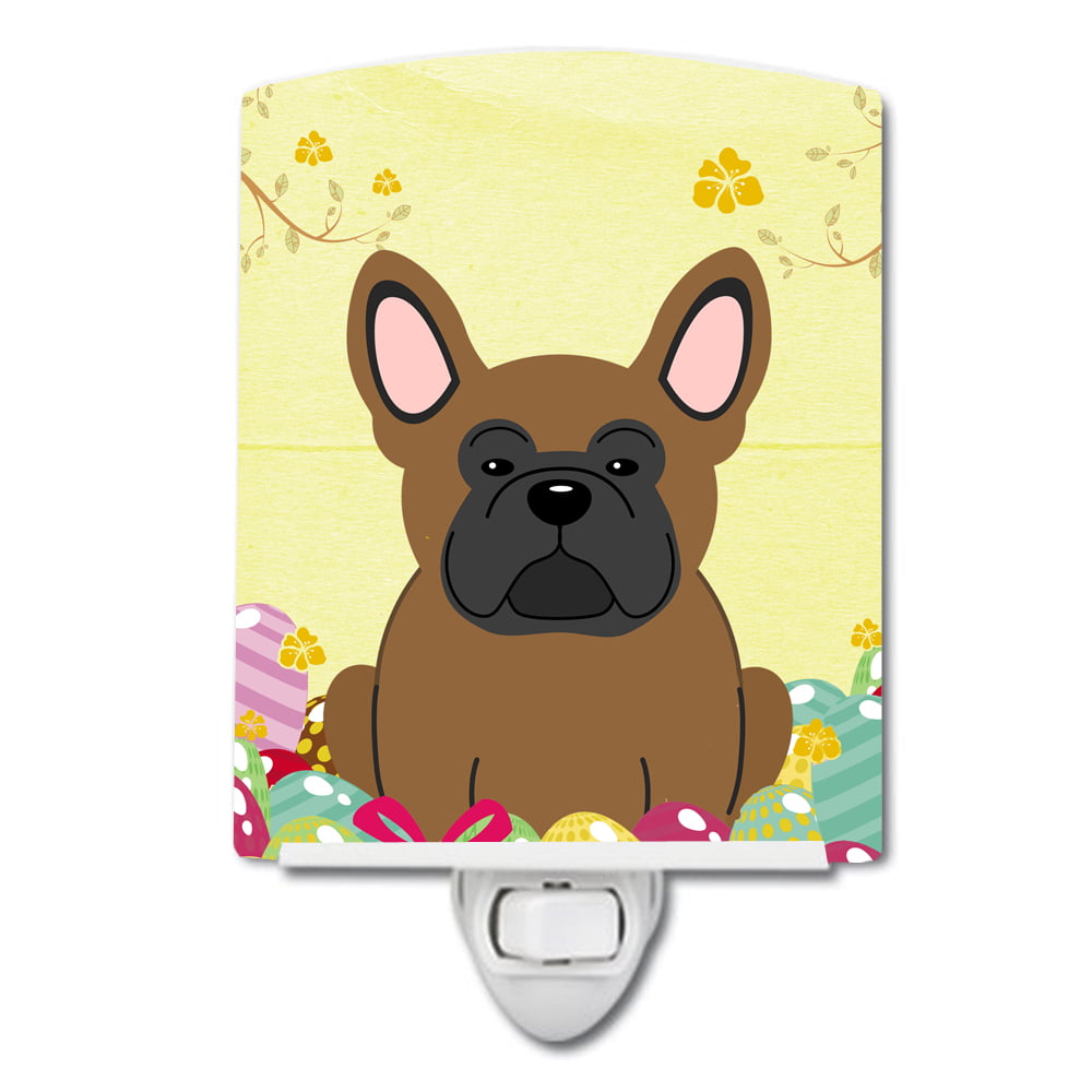 BB6013CNL Easter Eggs French Bulldog Brown Ceramic Night Light
