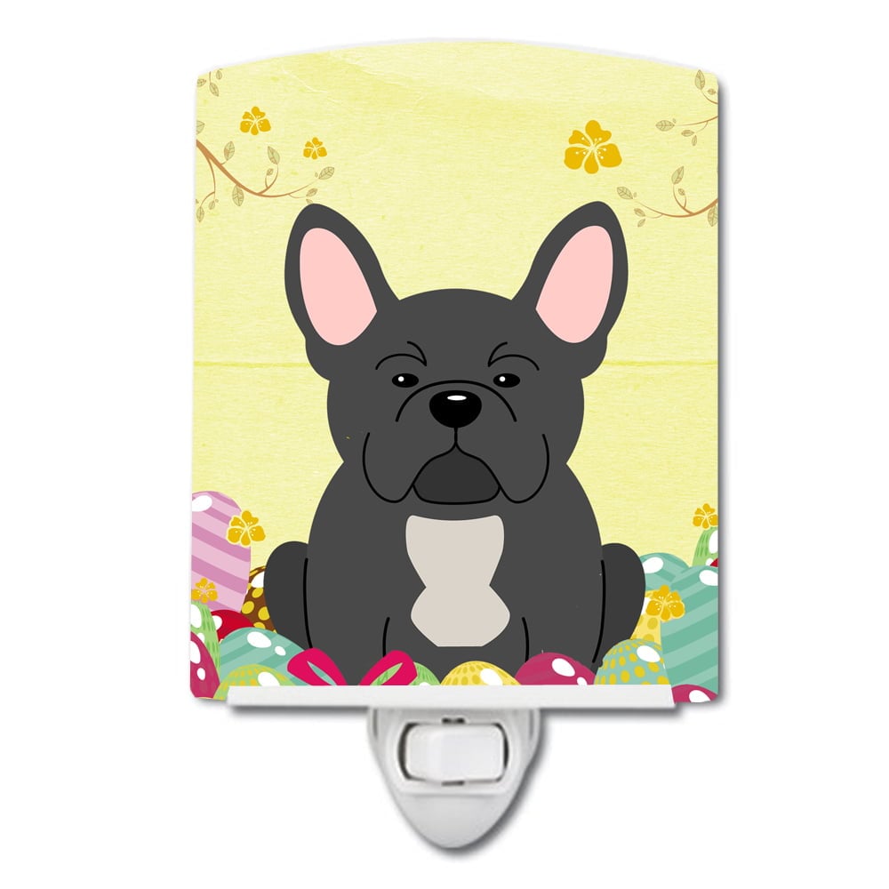 Easter Eggs French Bulldog Black Ceramic Night Light