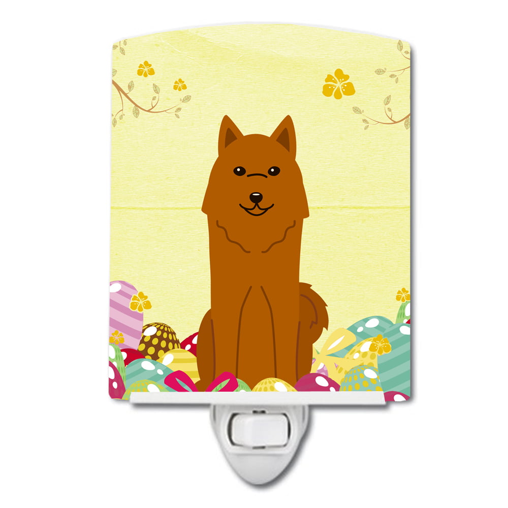 BB6022CNL Easter Eggs Karelian Bear Dog Ceramic Night Light