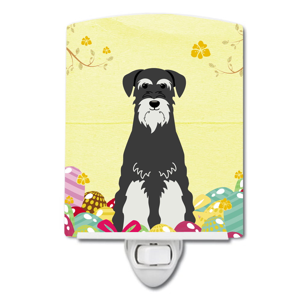 BB6033CNL Easter Eggs Standard Schnauzer Salt & Pepper Ceramic Night Light