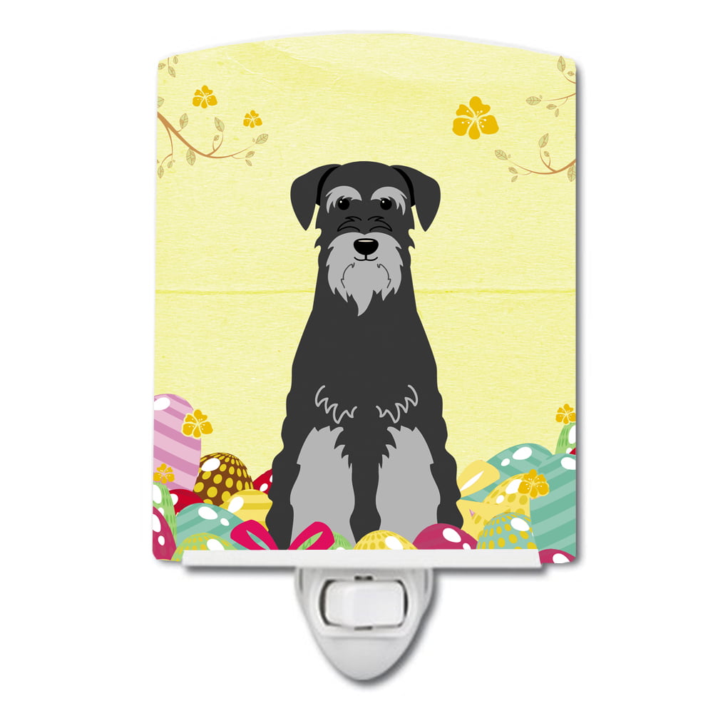 BB6034CNL Easter Eggs Standard Schnauzer Black & Grey Ceramic Night Light