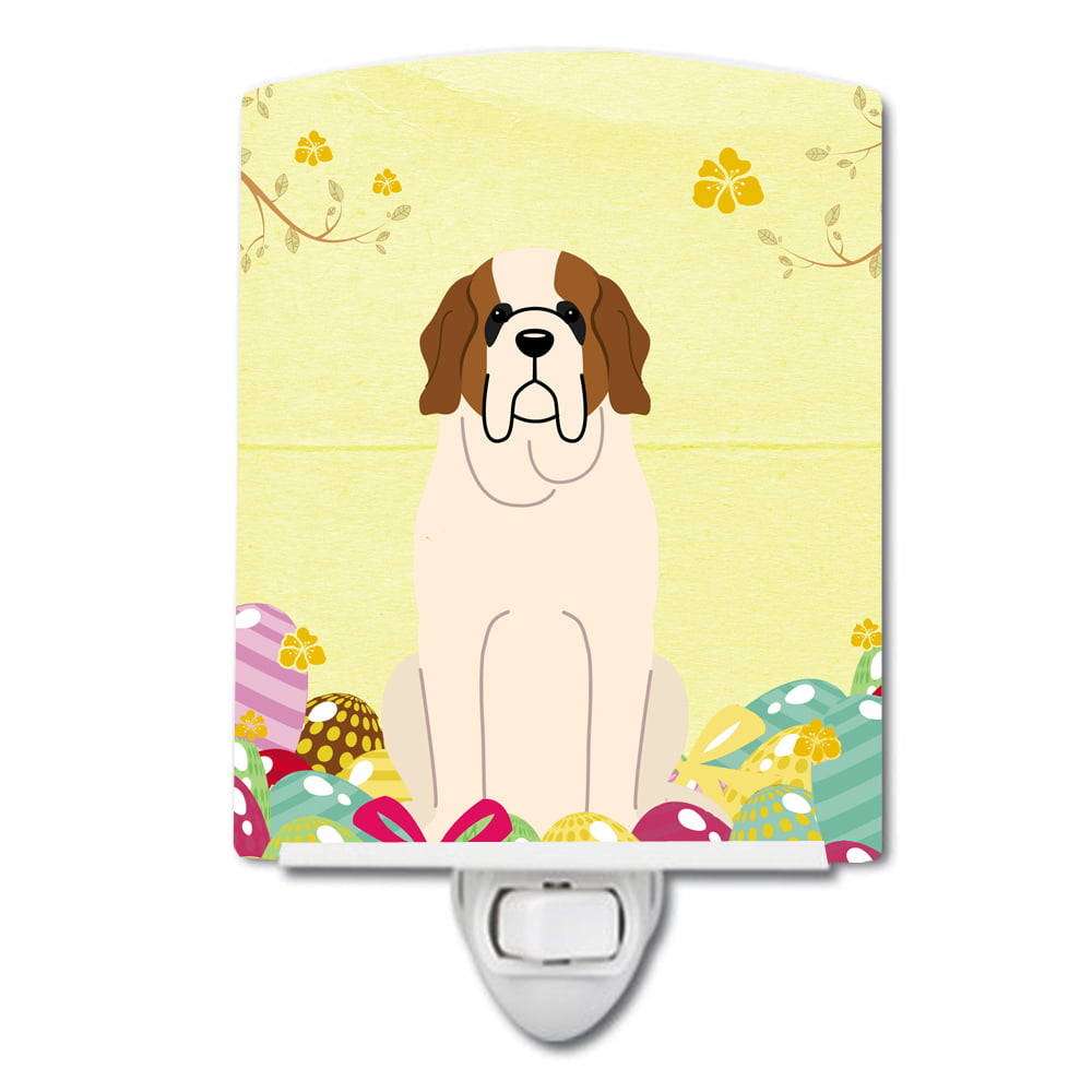 BB6035CNL Easter Eggs Saint Bernard Ceramic Night Light