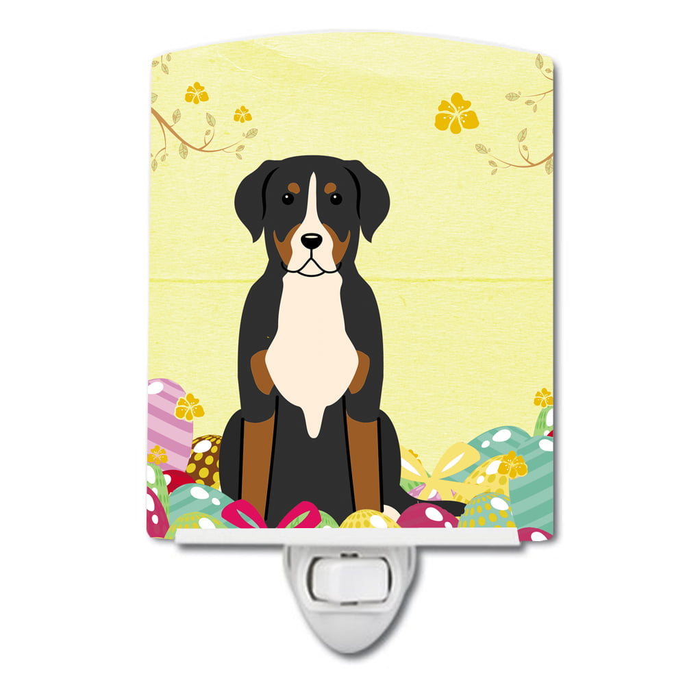 BB6037CNL Easter Eggs Greater Swiss Mountain Dog Ceramic Night Light