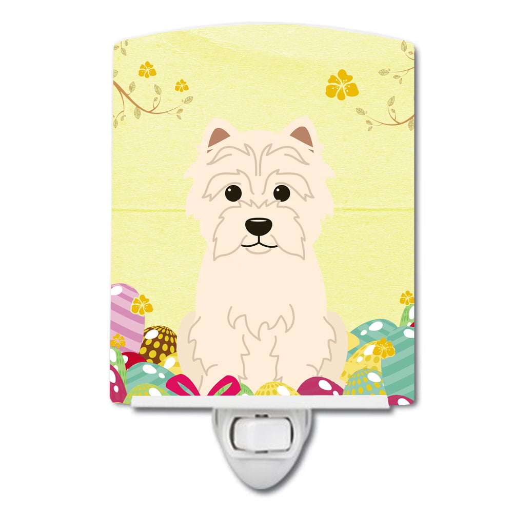 BB6042CNL Easter Eggs Westie Ceramic Night Light
