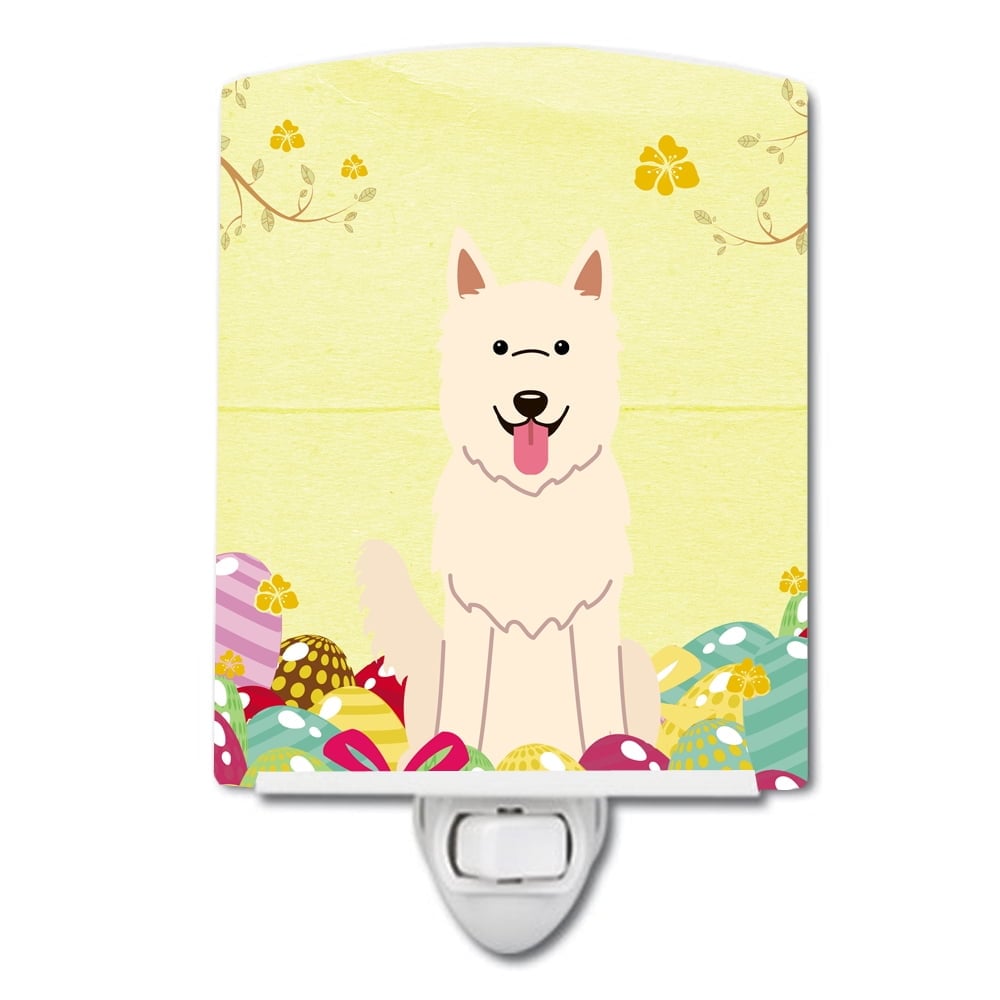 Easter Eggs White German Shepherd Ceramic Night Light