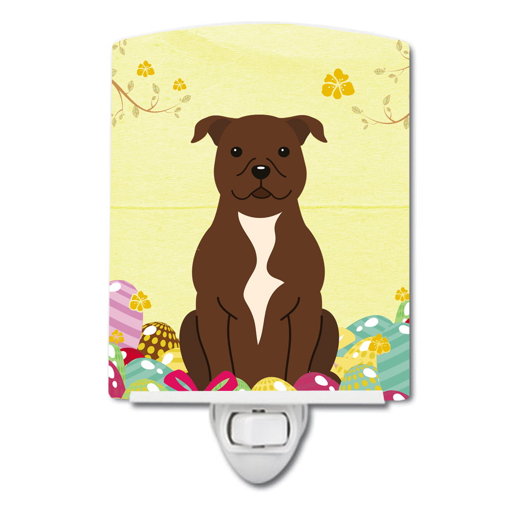 Easter Eggs Staffordshire Bull Terrier Chocolate Ceramic Night Light