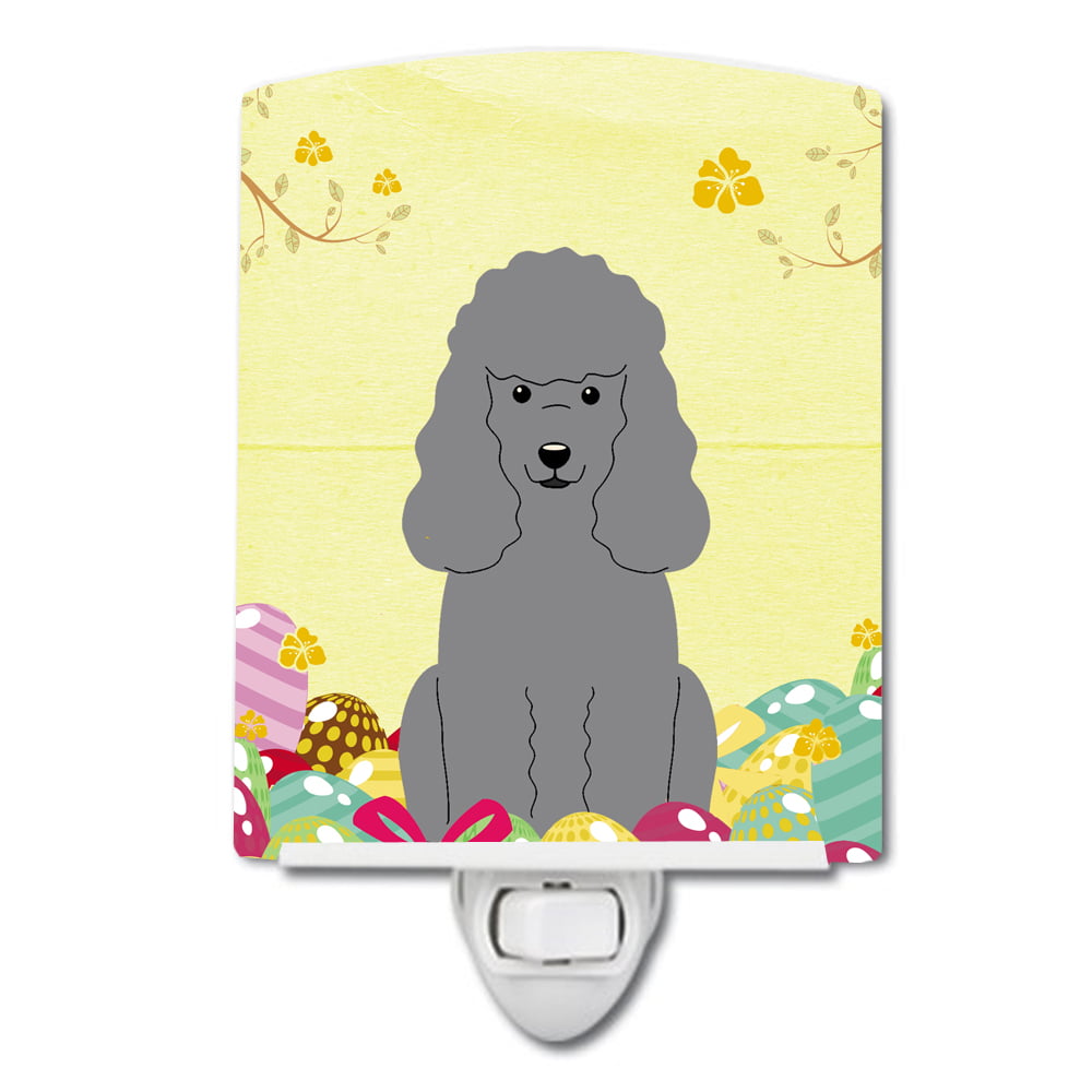BB6068CNL Easter Eggs Poodle Silver Ceramic Night Light