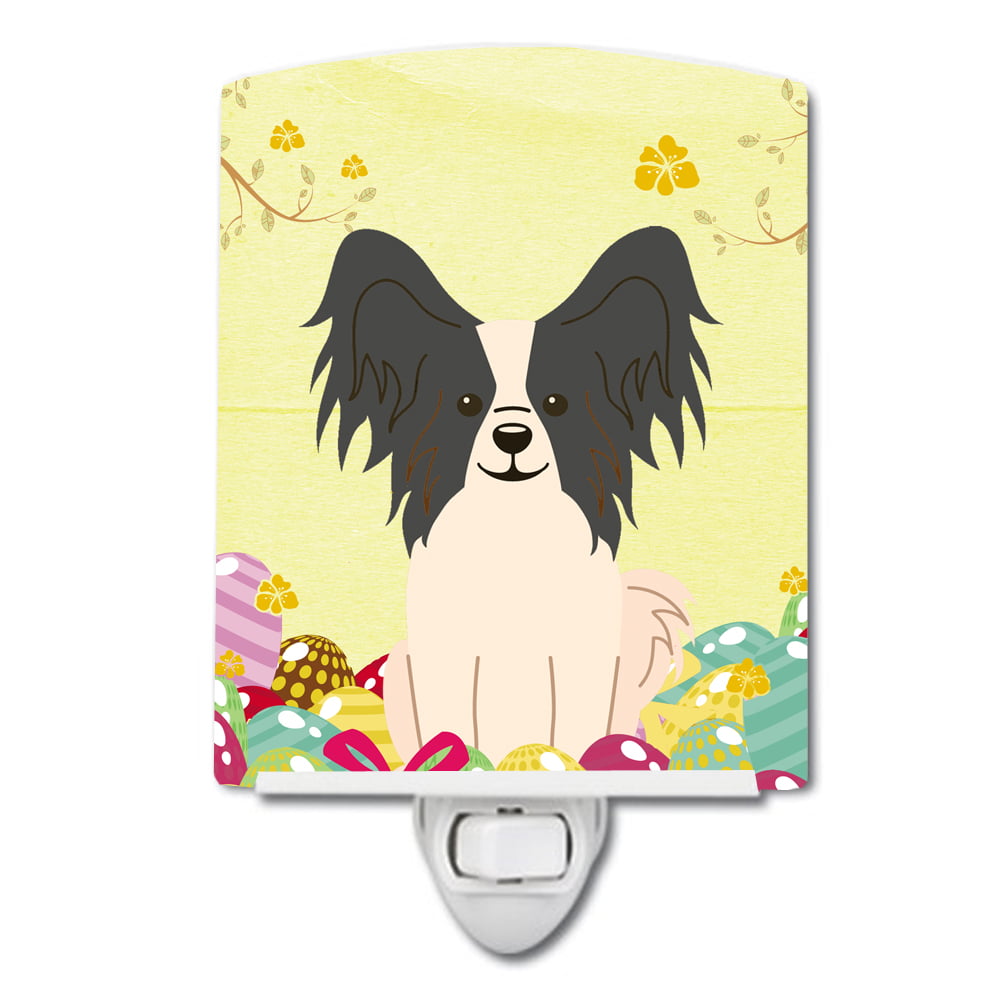 Easter Eggs Papillon Black White Ceramic Night Light