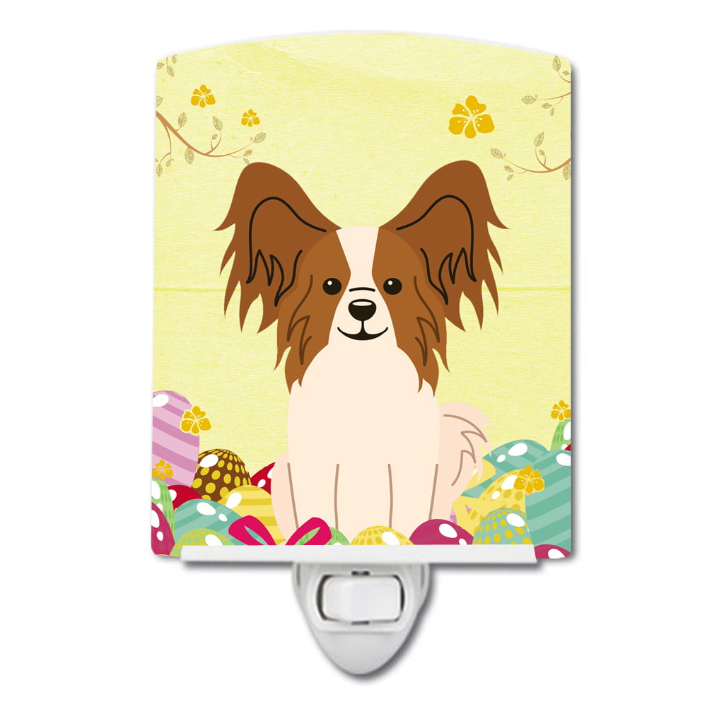 BB6078CNL Easter Eggs Papillon Red White Ceramic Night Light