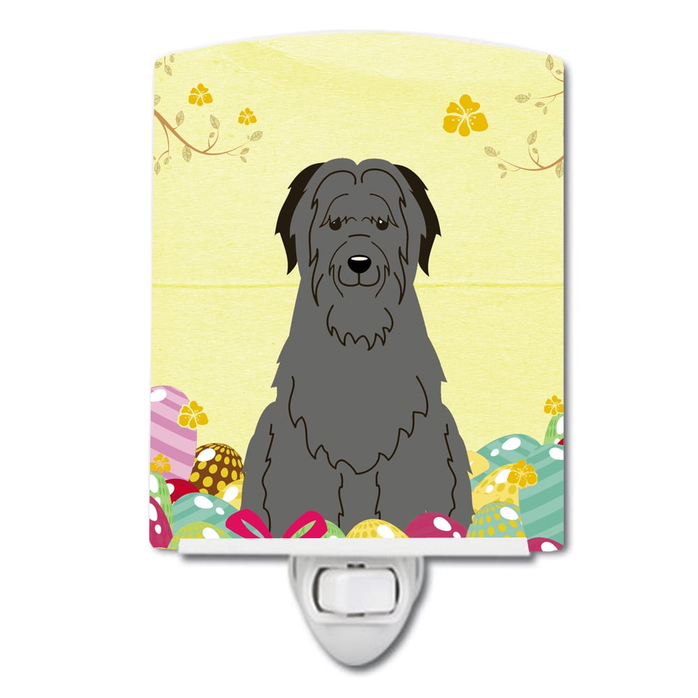 BB6081CNL Easter Eggs Briard Black Ceramic Night Light