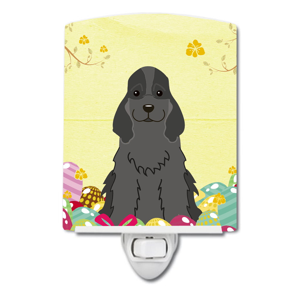 BB6092CNL Easter Eggs Cocker Spaniel Black Ceramic Night Light