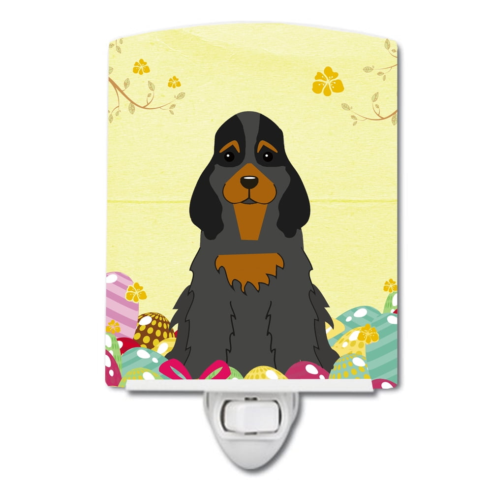 BB6093CNL Easter Eggs Cocker Spaniel Black Tan Ceramic Night Light