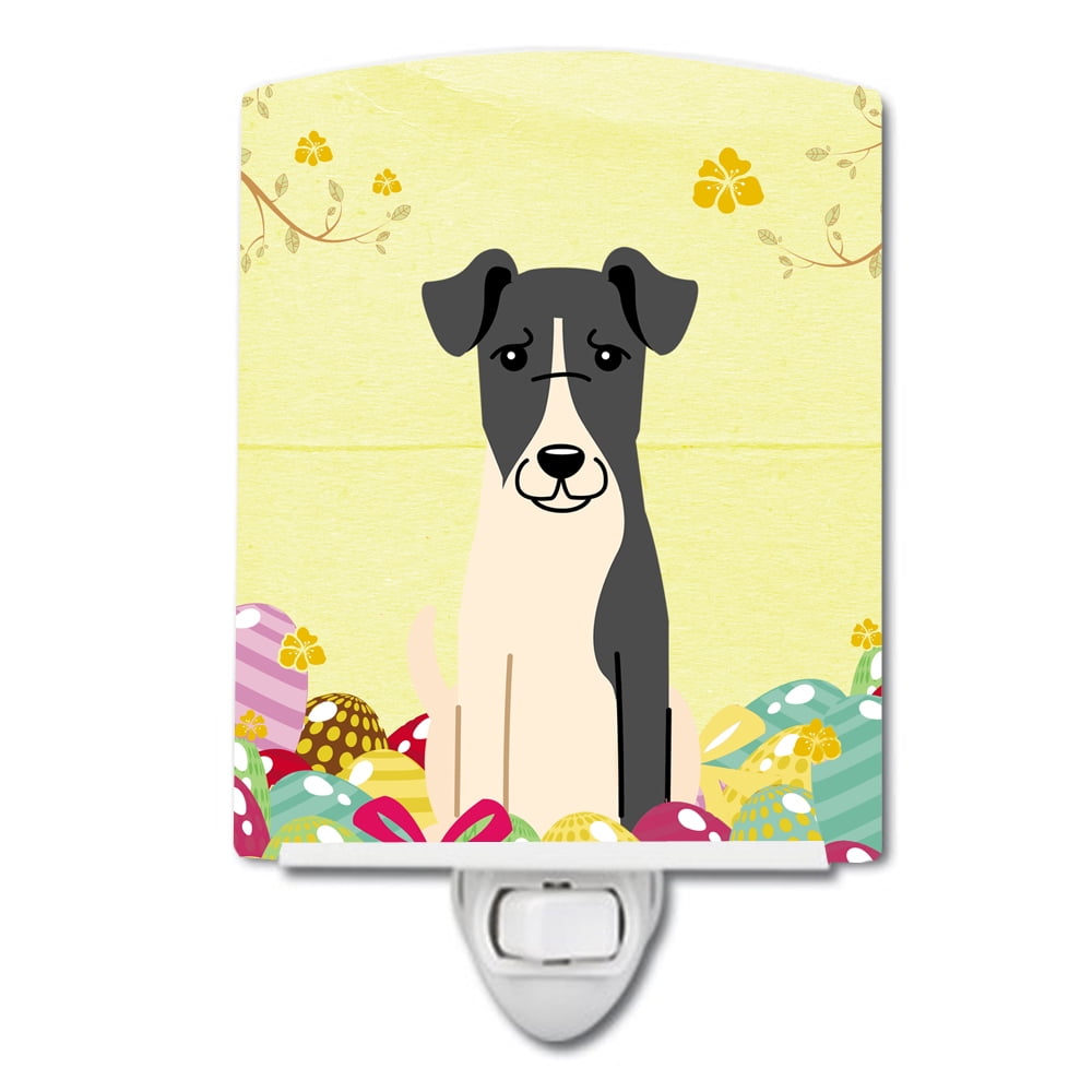 BB6098CNL Easter Eggs Smooth Fox Terrier Ceramic Night Light