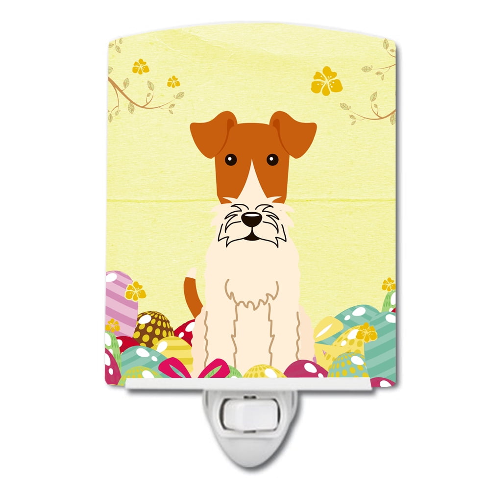 BB6101CNL Easter Eggs Wire Fox Terrier Ceramic Night Light