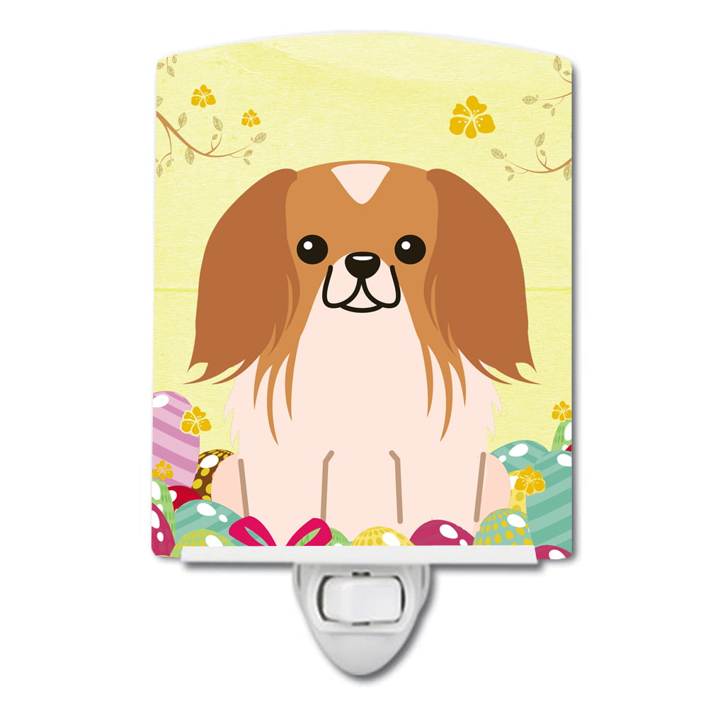 Easter Eggs Pekingnese Red White Ceramic Night Light