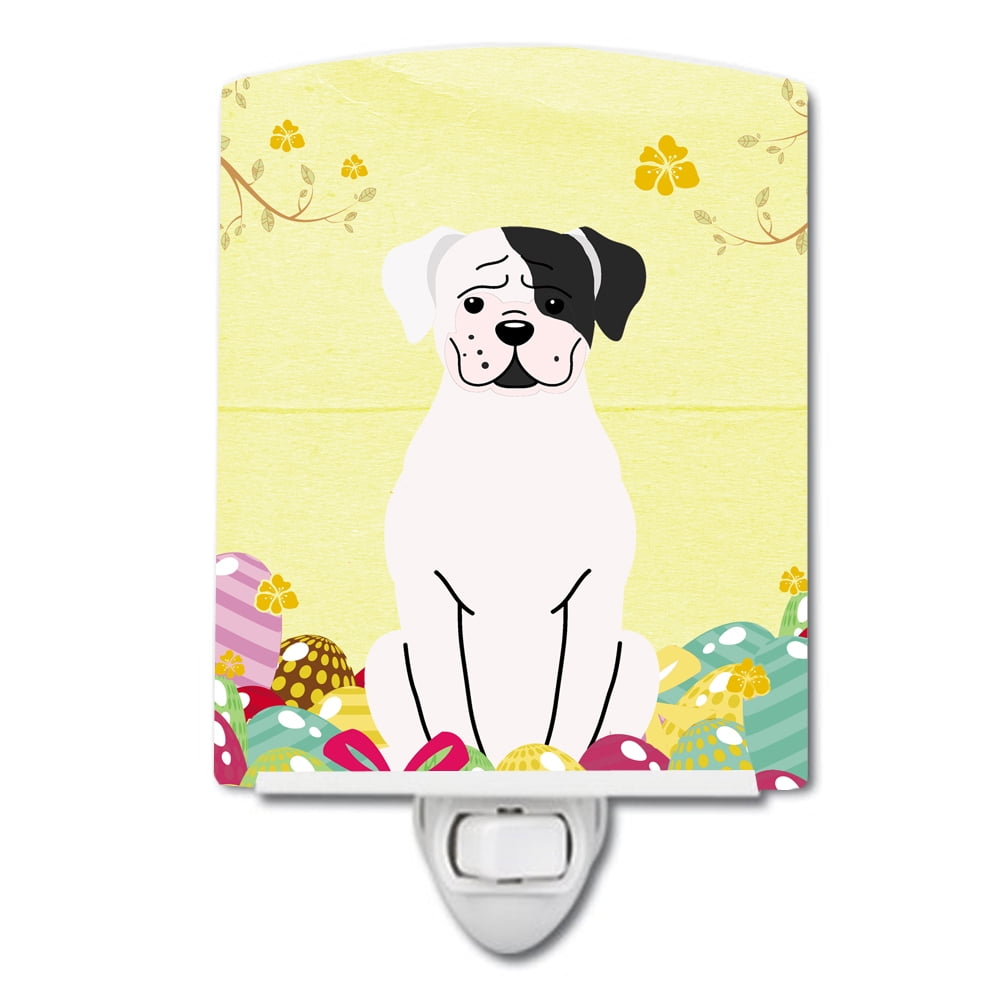 BB6114CNL Easter Eggs White Boxer Cooper Ceramic Night Light