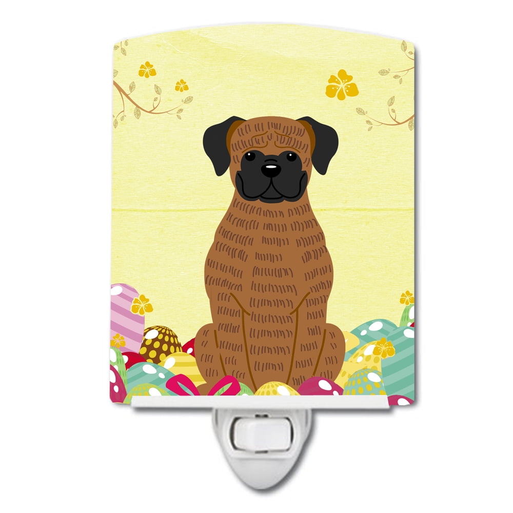 BB6117CNL Easter Eggs Brindle Boxer Ceramic Night Light