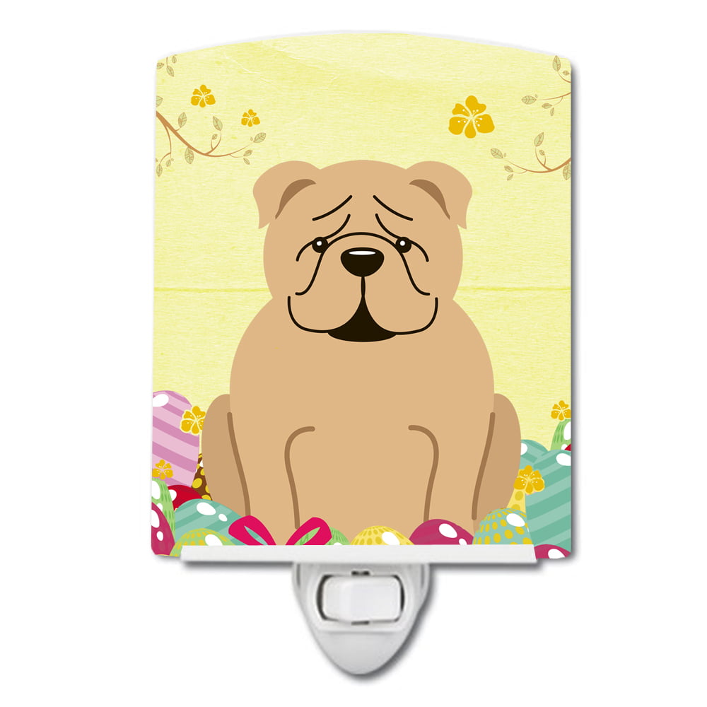 Easter Eggs English Bulldog Fawn Ceramic Night Light