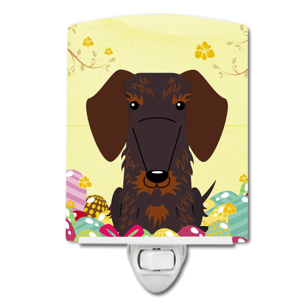 BB6129CNL Easter Eggs Wire Haired Dachshund Chocolate Ceramic Night Light