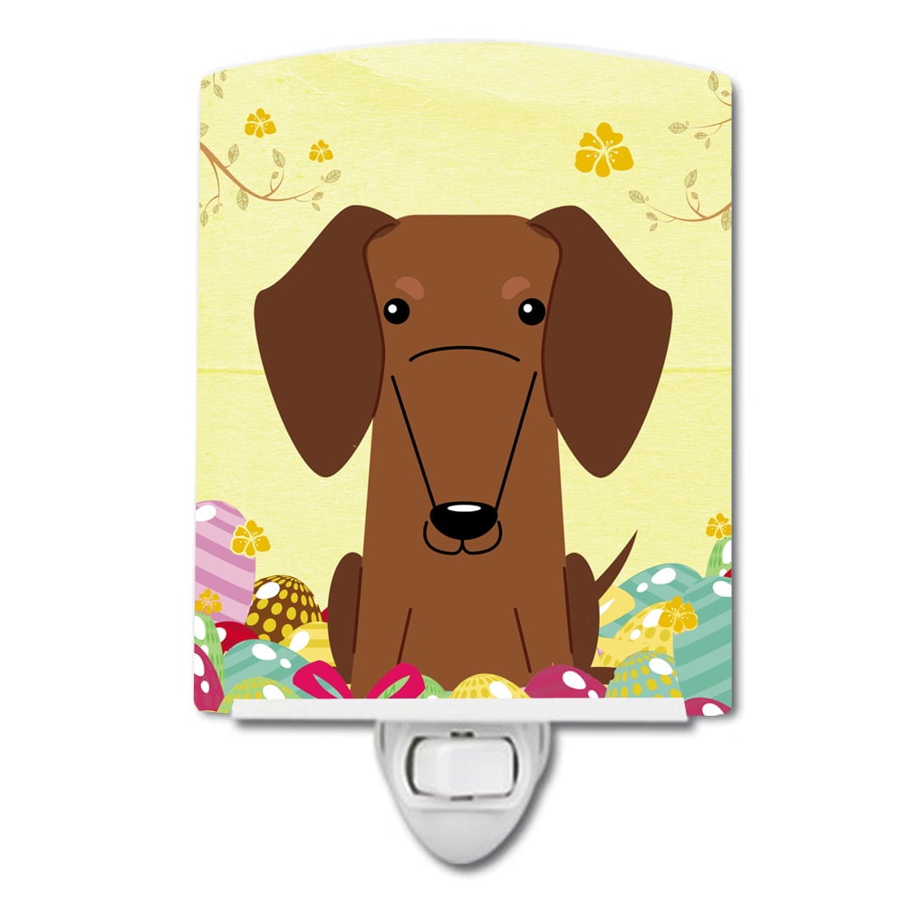 BB6130CNL Easter Eggs Dachshund Red & Brown Ceramic Night Light