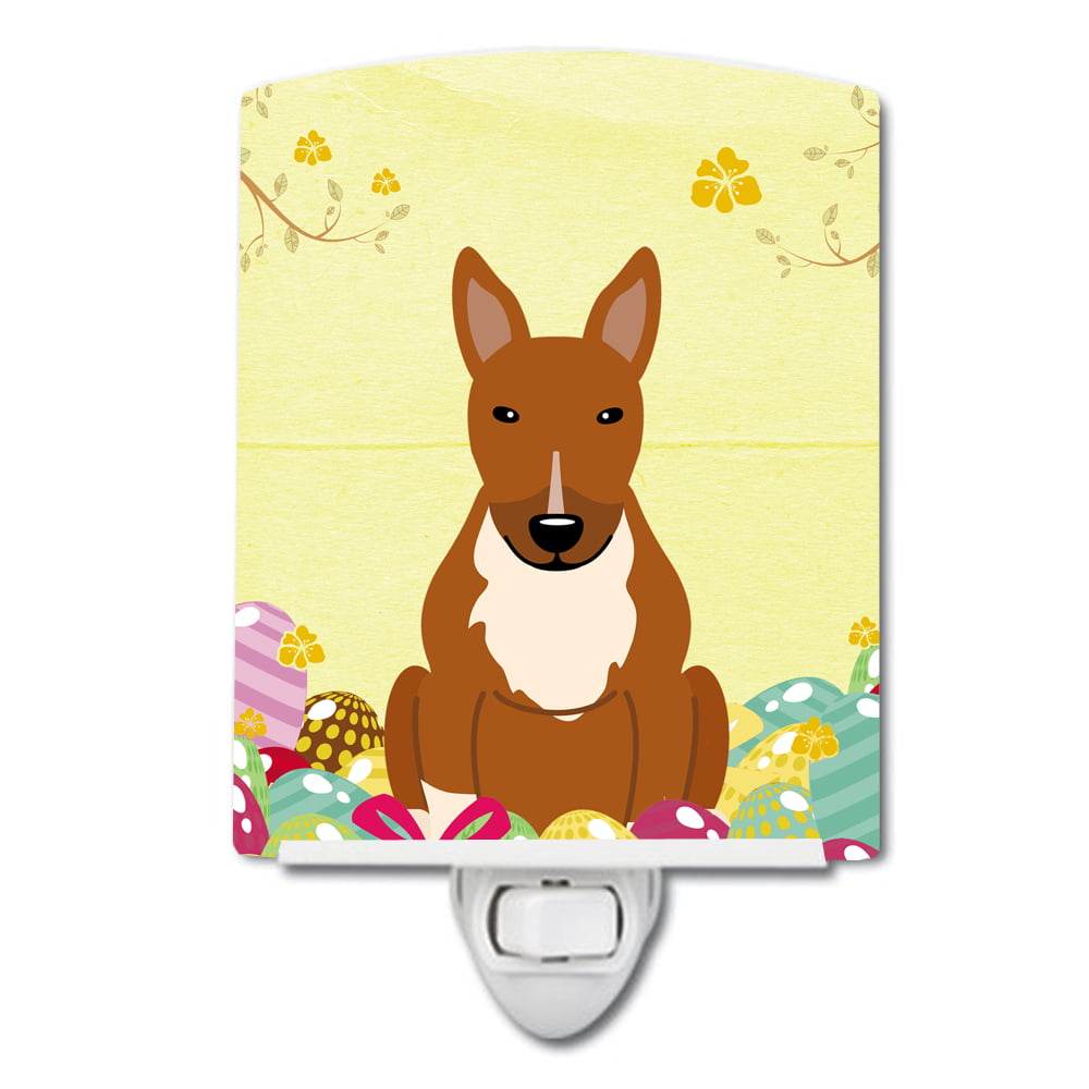 BB6134CNL Easter Eggs Bull Terrier Red Ceramic Night Light