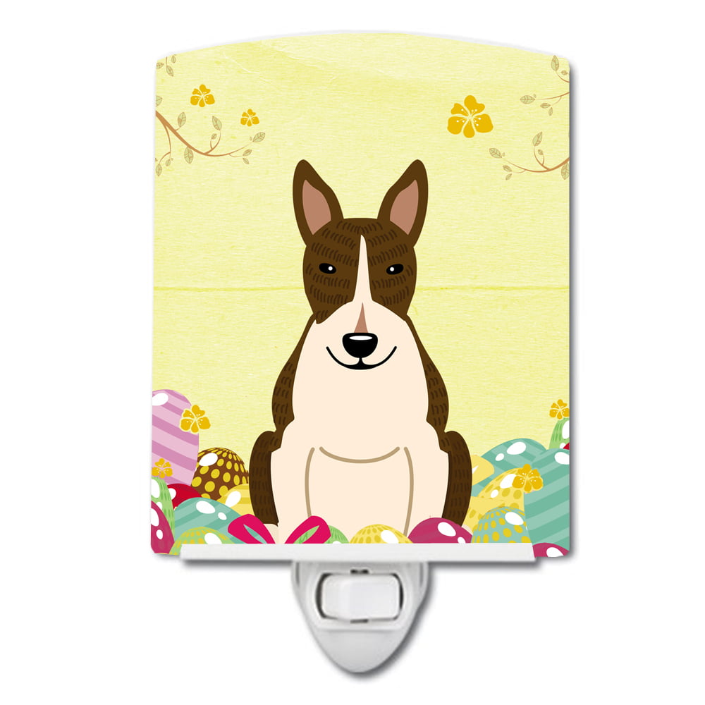Easter Eggs Bull Terrier Dark Brindle Ceramic Night Light