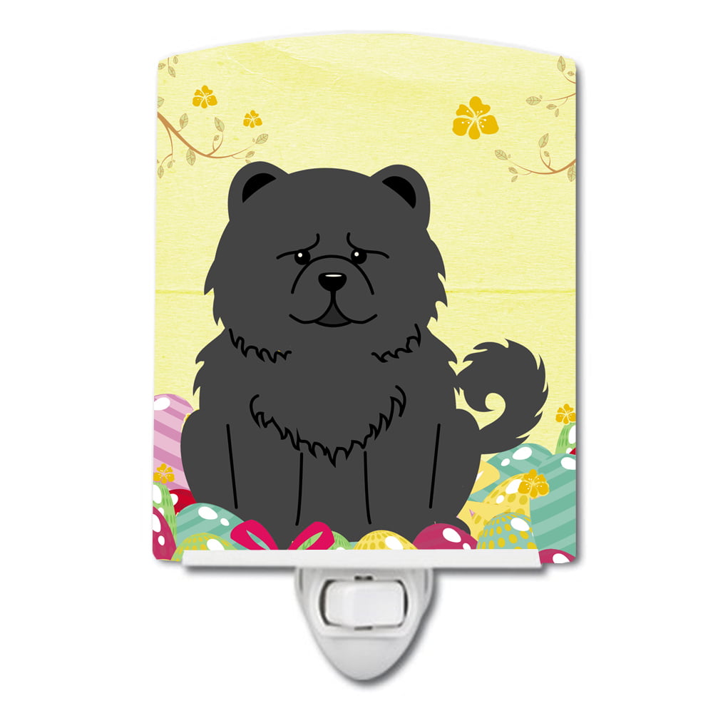 Easter Eggs Chow Chow Black Ceramic Night Light