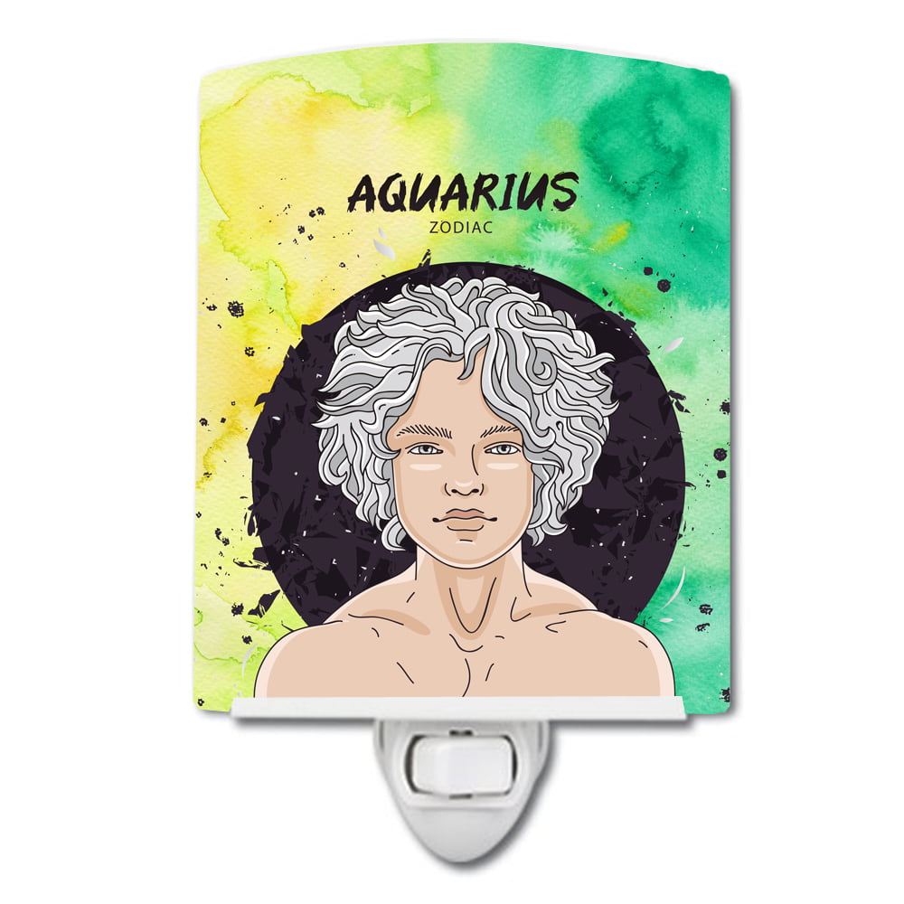 Aquarius Zodiac Sign Ceramic Night Light