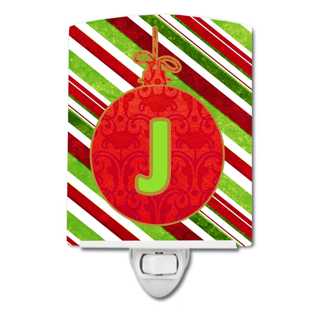 Christmas Oranment Holiday Initial Letter J Ceramic Night Light