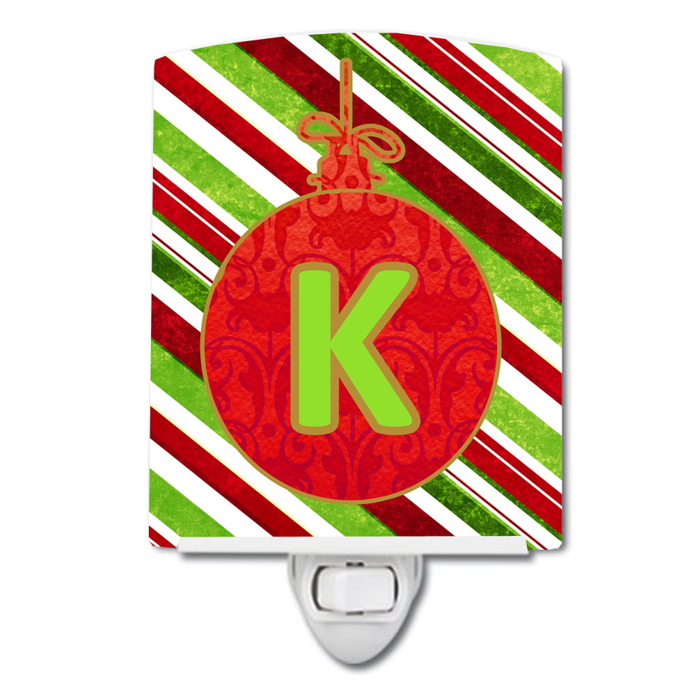 Christmas Oranment Holiday Initial Letter K Ceramic Night Light