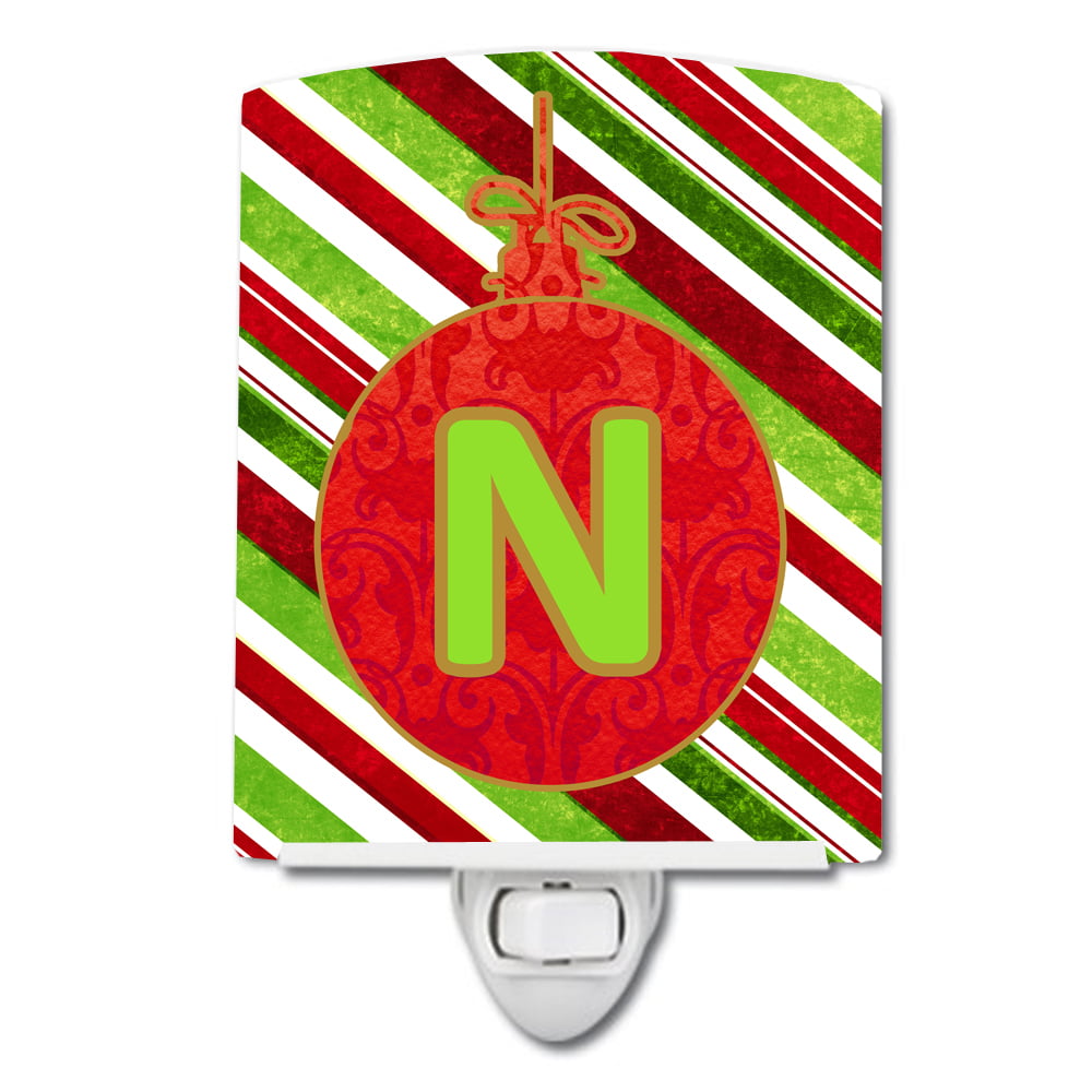 Christmas Oranment Holiday Initial Letter N Ceramic Night Light