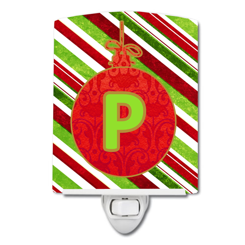 Christmas Oranment Holiday Initial Letter P Ceramic Night Light