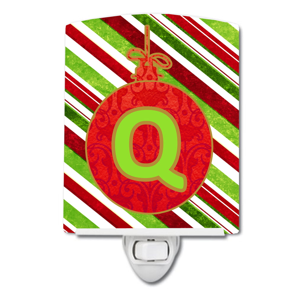 Christmas Oranment Holiday Initial Letter Q Ceramic Night Light
