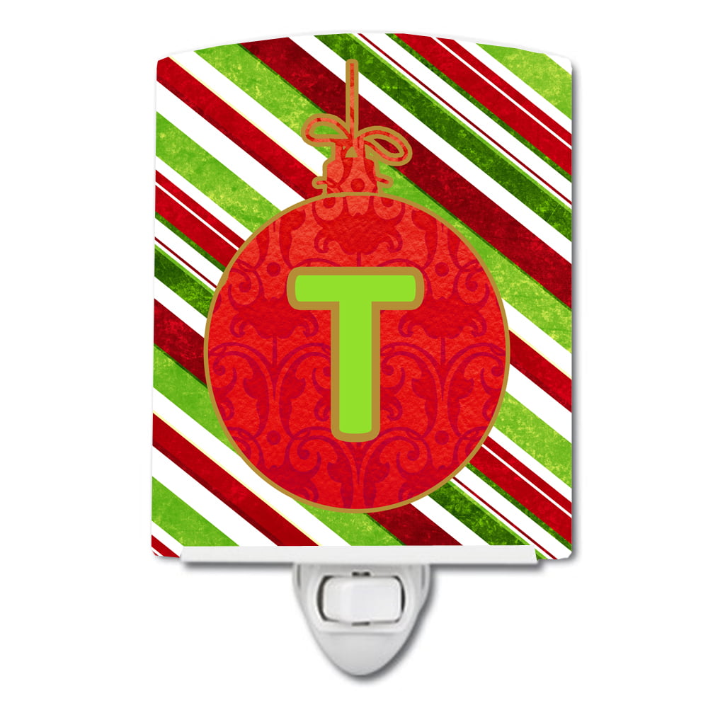 Christmas Oranment Holiday Initial Letter T Ceramic Night Light