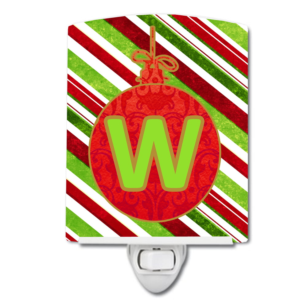 Christmas Oranment Holiday Initial Letter W Ceramic Night Light