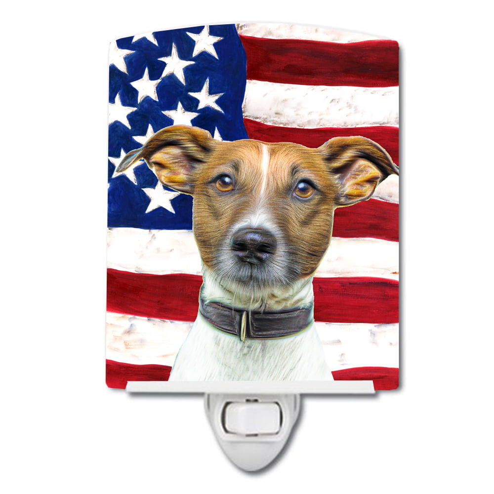 USA American Flag with Jack Russell Terrier Ceramic Night Light