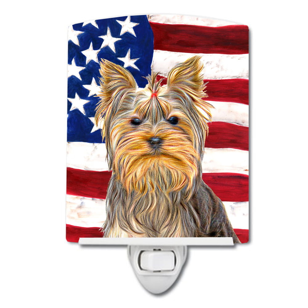 USA American Flag with Yorkie & Yorkshire Terrier Ceramic Night Light