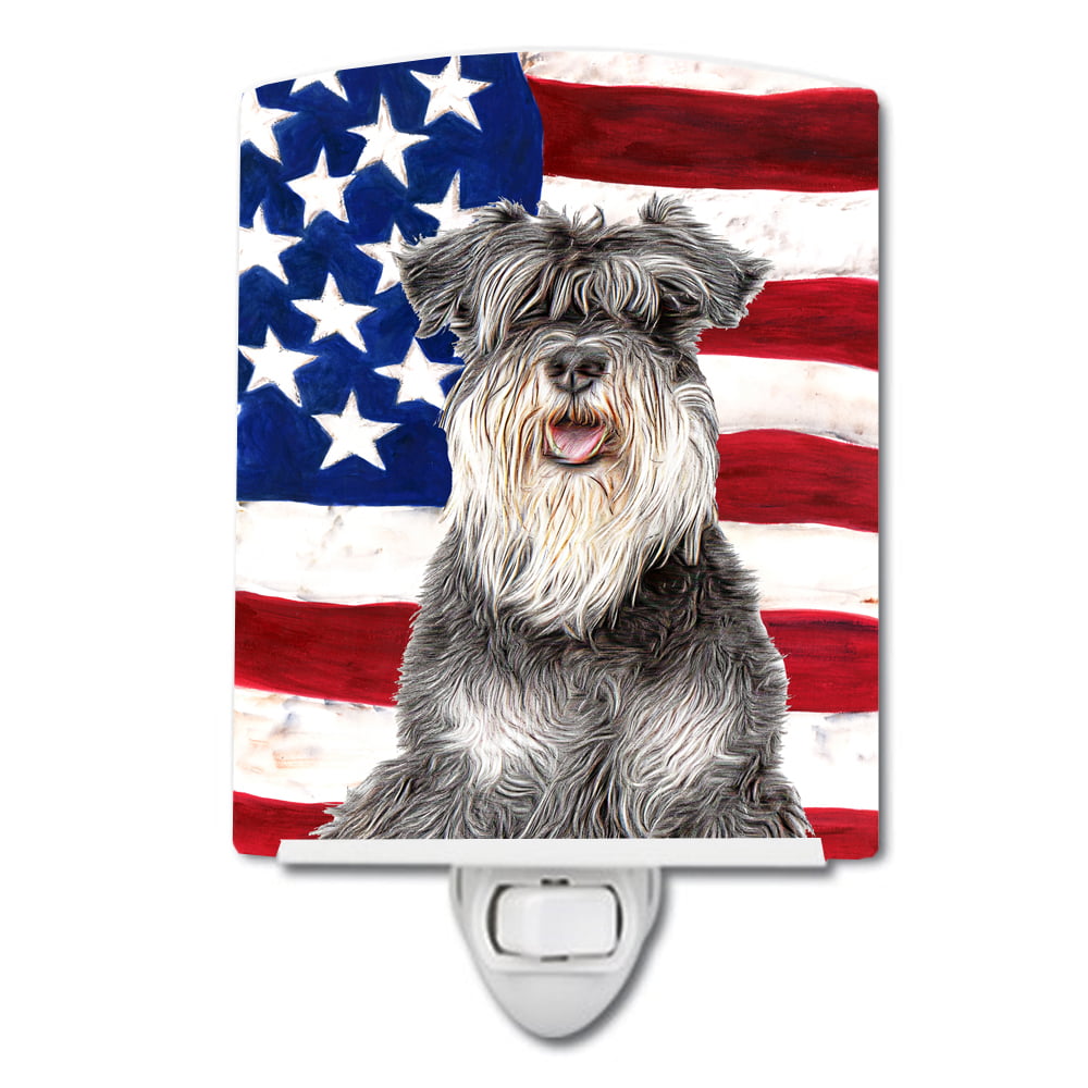 USA American Flag with Schnauzer Ceramic Night Light