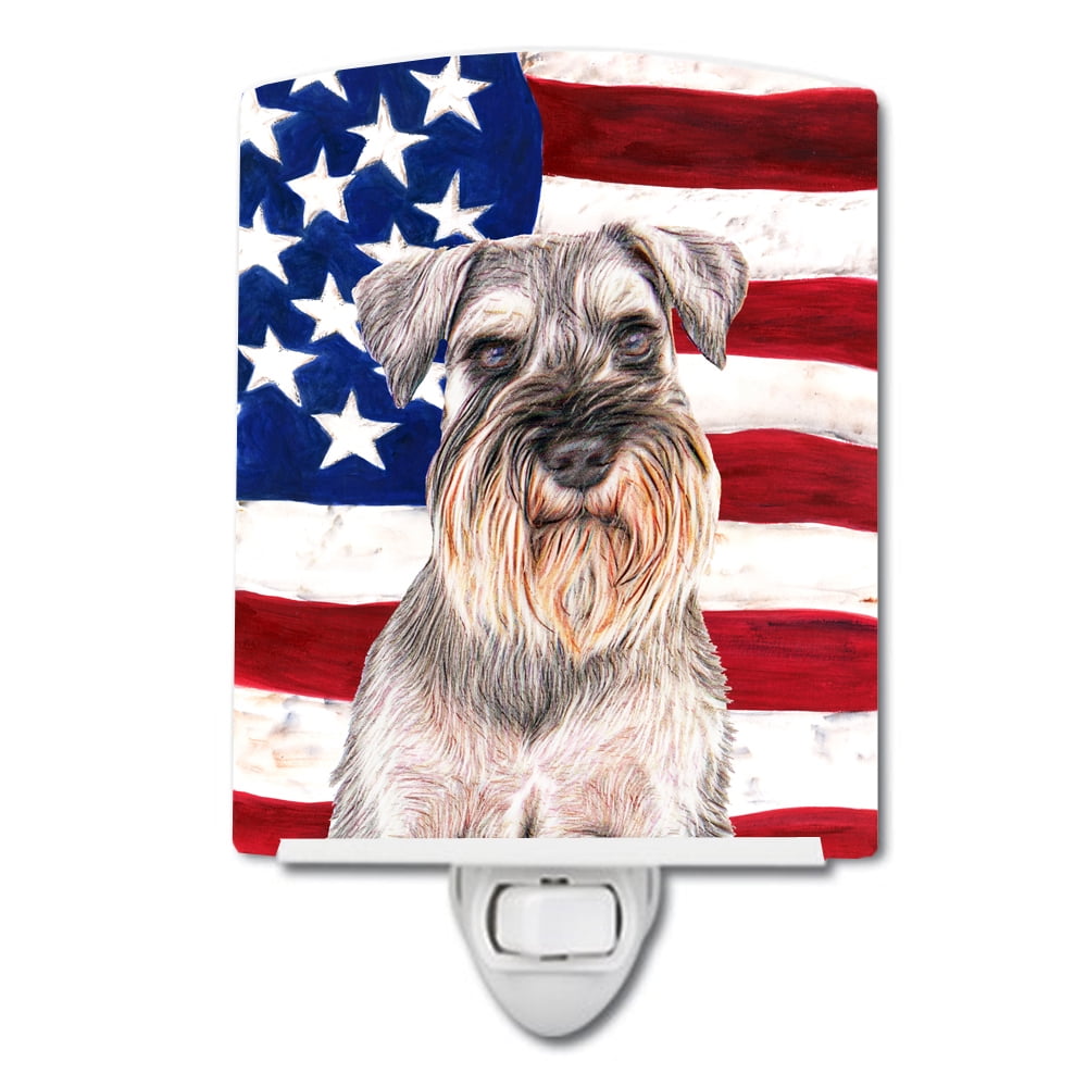 USA American Flag with Schnauzer Ceramic Night Light