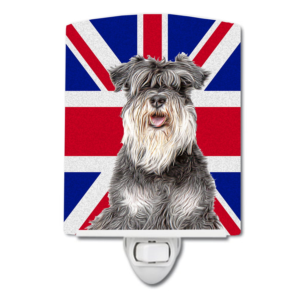 Schnauzer with English Union Jack British Flag Ceramic Night Light