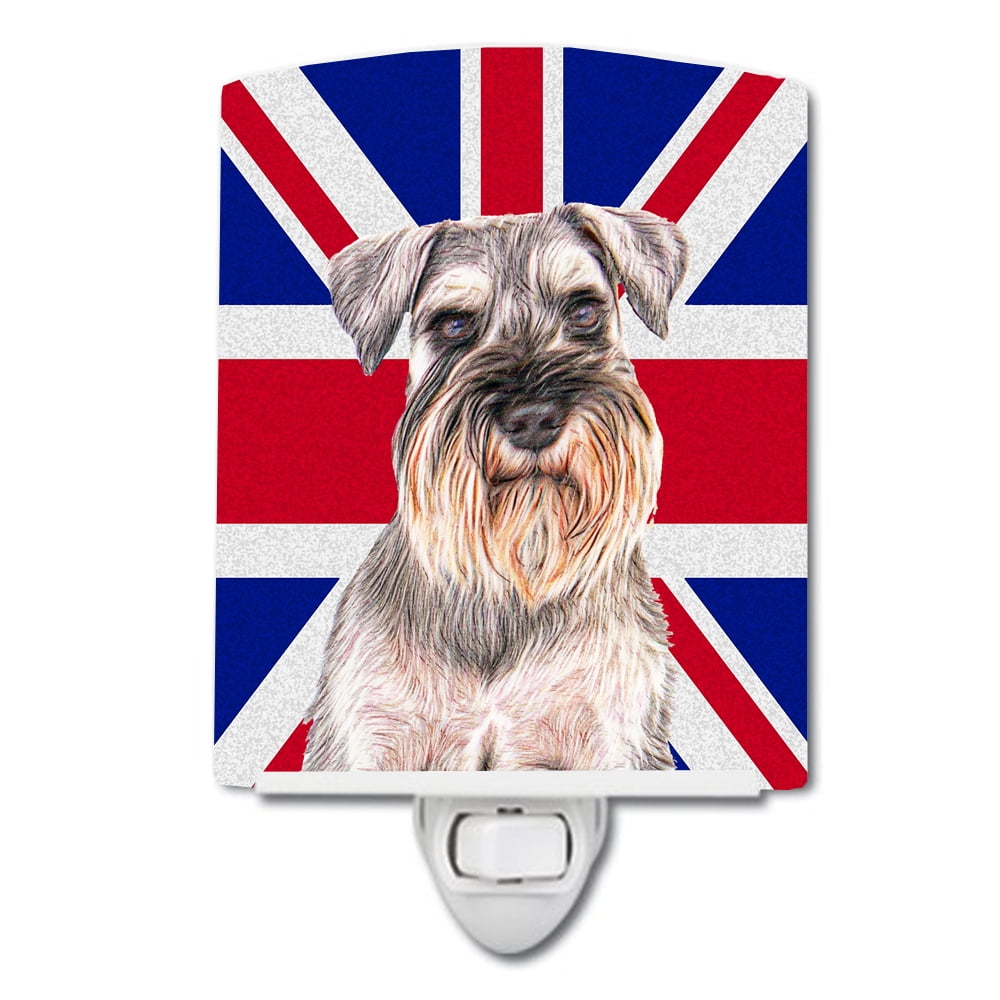 Schnauzer with English Union Jack British Flag Ceramic Night Light