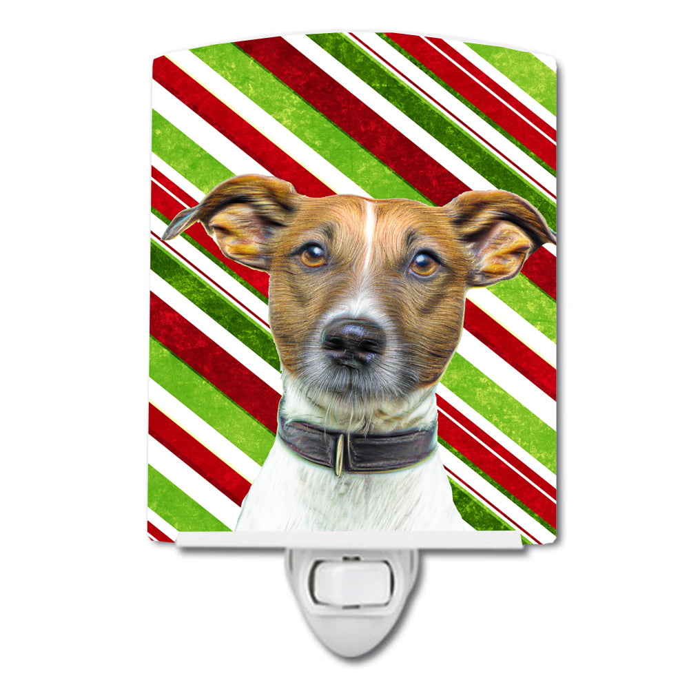 Candy Cane Holiday Christmas Jack Russell Terrier Ceramic Night Light