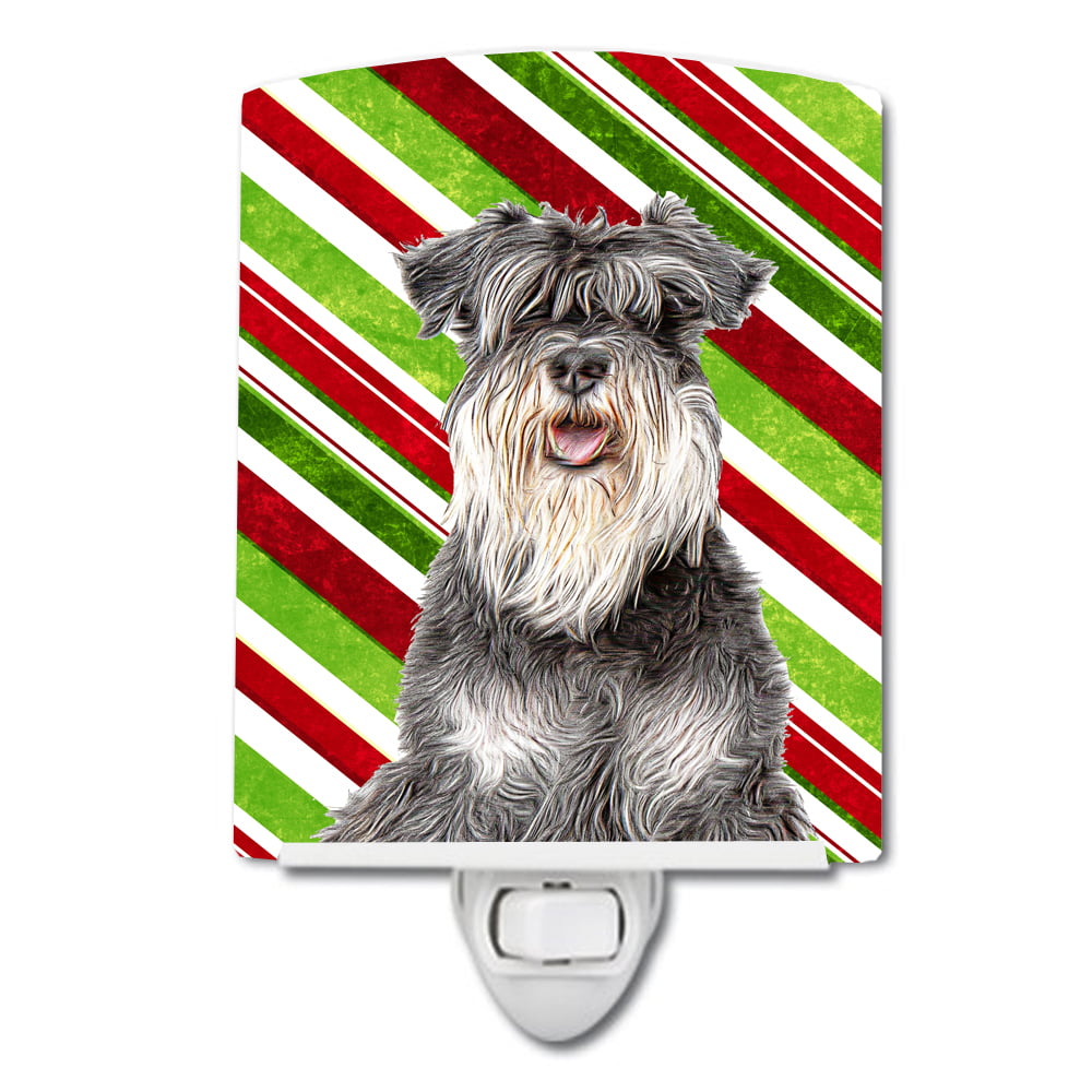 Candy Cane Holiday Christmas Schnauzer Ceramic Night Light