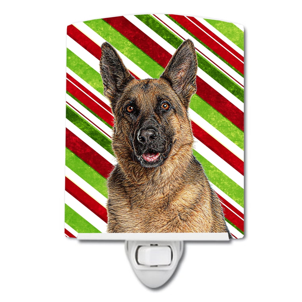 Candy Cane Holiday Christmas German Shepherd Ceramic Night Light