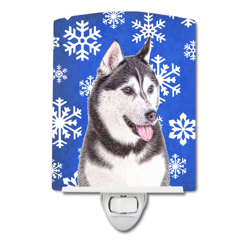 Winter Snowflakes Holiday Alaskan Malamute Ceramic Night Light