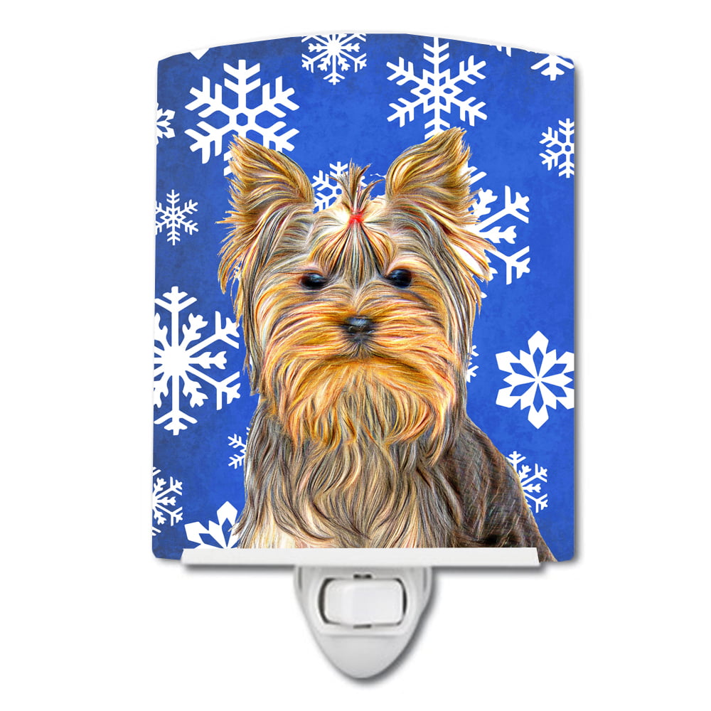 Winter Snowflakes Holiday Yorkie & Yorkshire Terrier Ceramic Night Light
