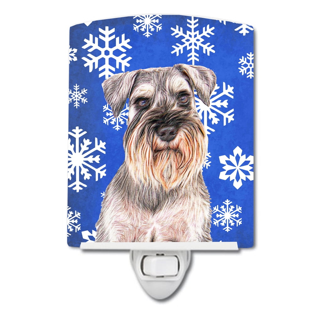 Winter Snowflakes Holiday Schnauzer Ceramic Night Light