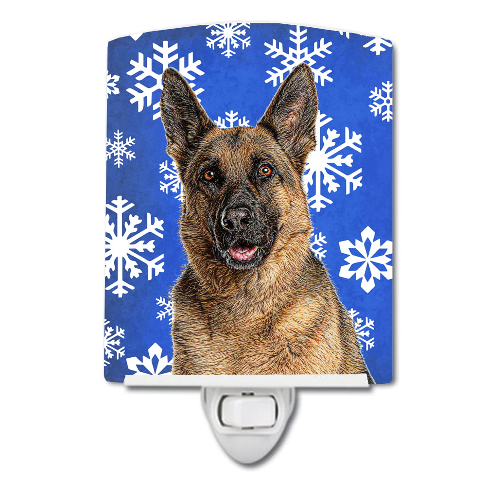 Winter Snowflakes Holiday German Shepherd Ceramic Night Light